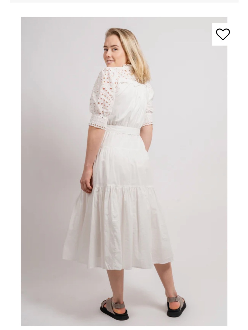 Summer Green Eyelet Tie-Waist Midi Dress - Picture 3 of 6